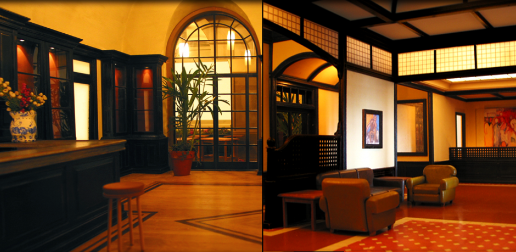 One-inch scale model of hotel project: interiors