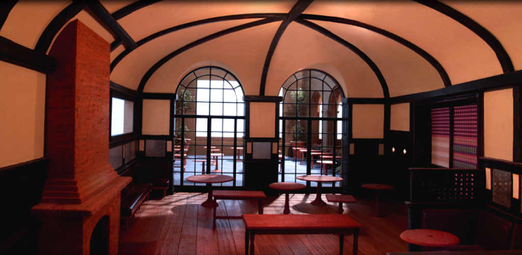 One-inch scale model of hotel project: interior