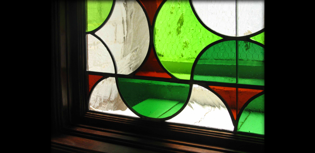 Detail of lead and stained glass window